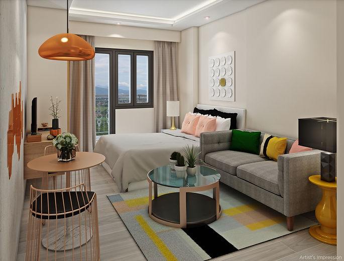 Studio - Living and Dining with Balcony.