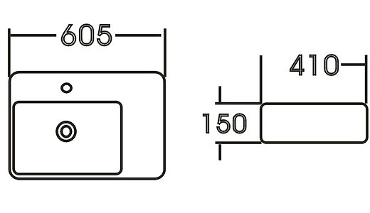 WALL HUNG OR COUNTER TOP  BASIN IS2077L