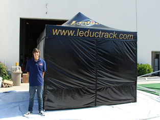 10x10 Custom pop up tent with back walls Leduc track