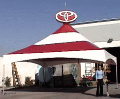 20x20 promotional tent with inflatable rotating Toyota logo