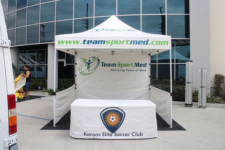 10x10 Team Sport Med canopy with Kansas Elite Soccer Club table cover