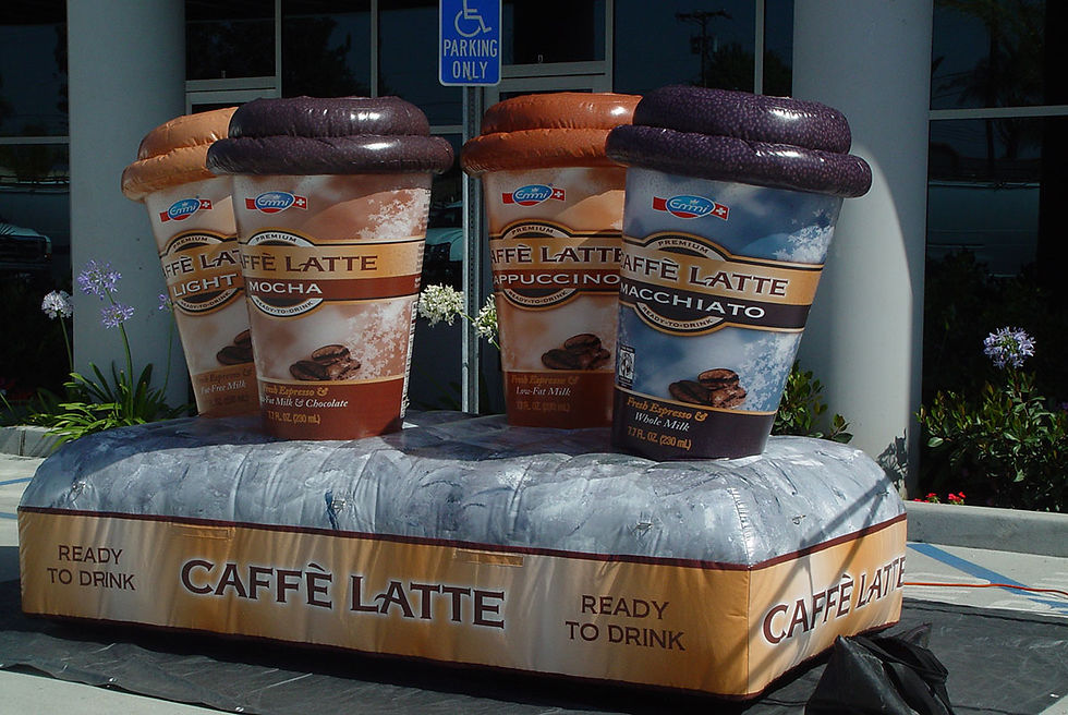 Giant Inflatable Coffee Cups Caffe Latte Light, Mocha, Cappuccino & Macchiato