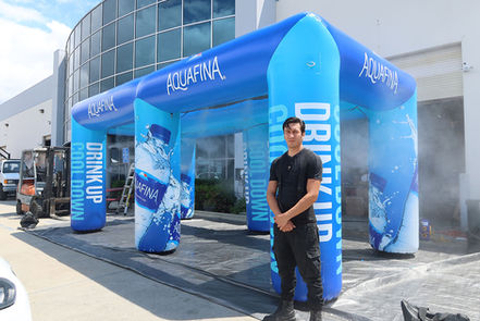 10x20 Cooling misting tent with logos and graphics Aquafina