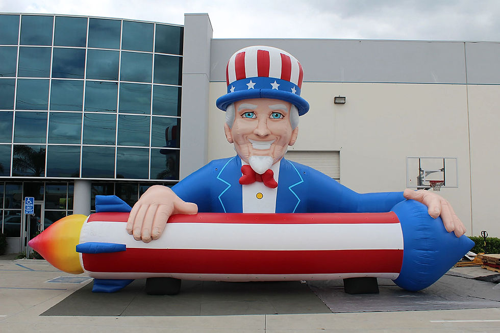 25ft Inflatable Uncle Sam Holding Rocket for 4th of July Celebration