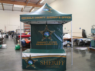 8x8 Custom pop up tent and table cover with logo Osceola Sheriff