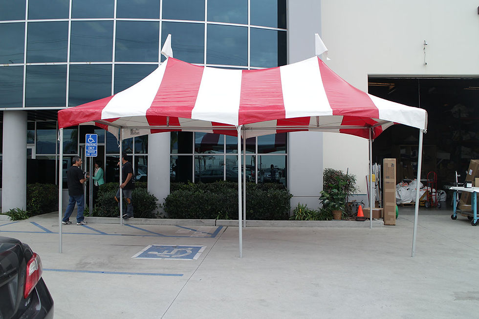 10x20 White and Red Striped Carnival High Peak Tent Rental
