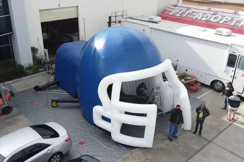 Inflatable football helmet tunnel entrance