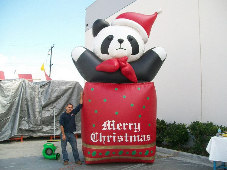 16ft Giant Inflatable Christmas Gift Bag with Panda