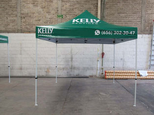 Carpa plegable rotulada 3x3 mts para publicidad con logos Kelly Services