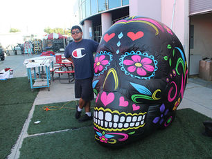 Calavera azucar inflable negra para Halloween y Día de Muertos