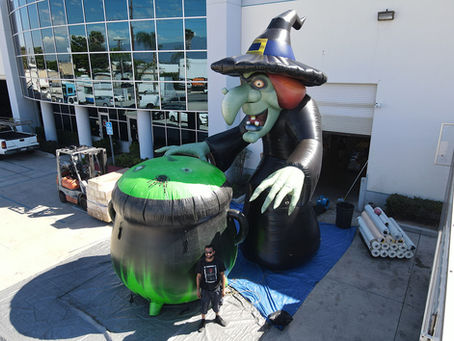Halloween Inflatable Witches with Cauldrons