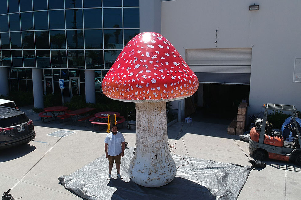 Giant inflatable realistic Amanita Muscaria mushroom prop