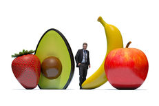 Inflatable fruits: strawberry, avocado, banana and apple