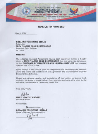 NOTICE TO PROCEED - PURCHASE OF MEDICINES AND MEDICAL SUPPLIES