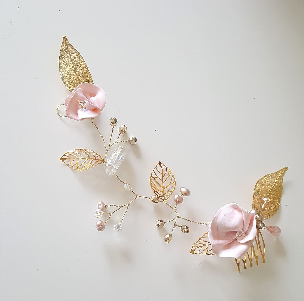 Thumbnail: Asa Golden Blush and Pearl Hair Vine