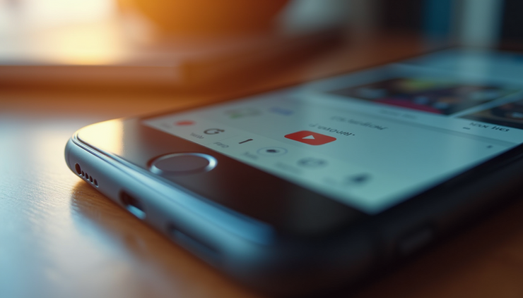 Eye-level view of a smartphone displaying a short video clip on a social media feed