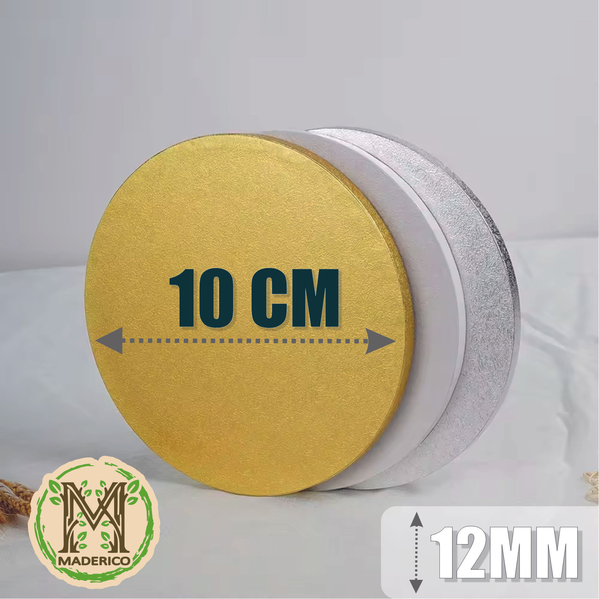 Base redonda de cartón 10 cm plateada para tartas