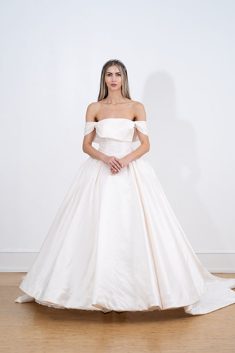 white modern wedding dress Amoris T714W Long Bridal A Line Wedding Dress