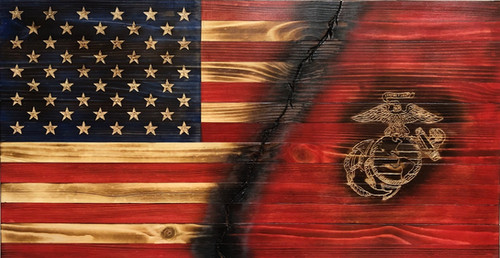 Handcarved Wooden American Split Flag | Bad Beard Woodworks