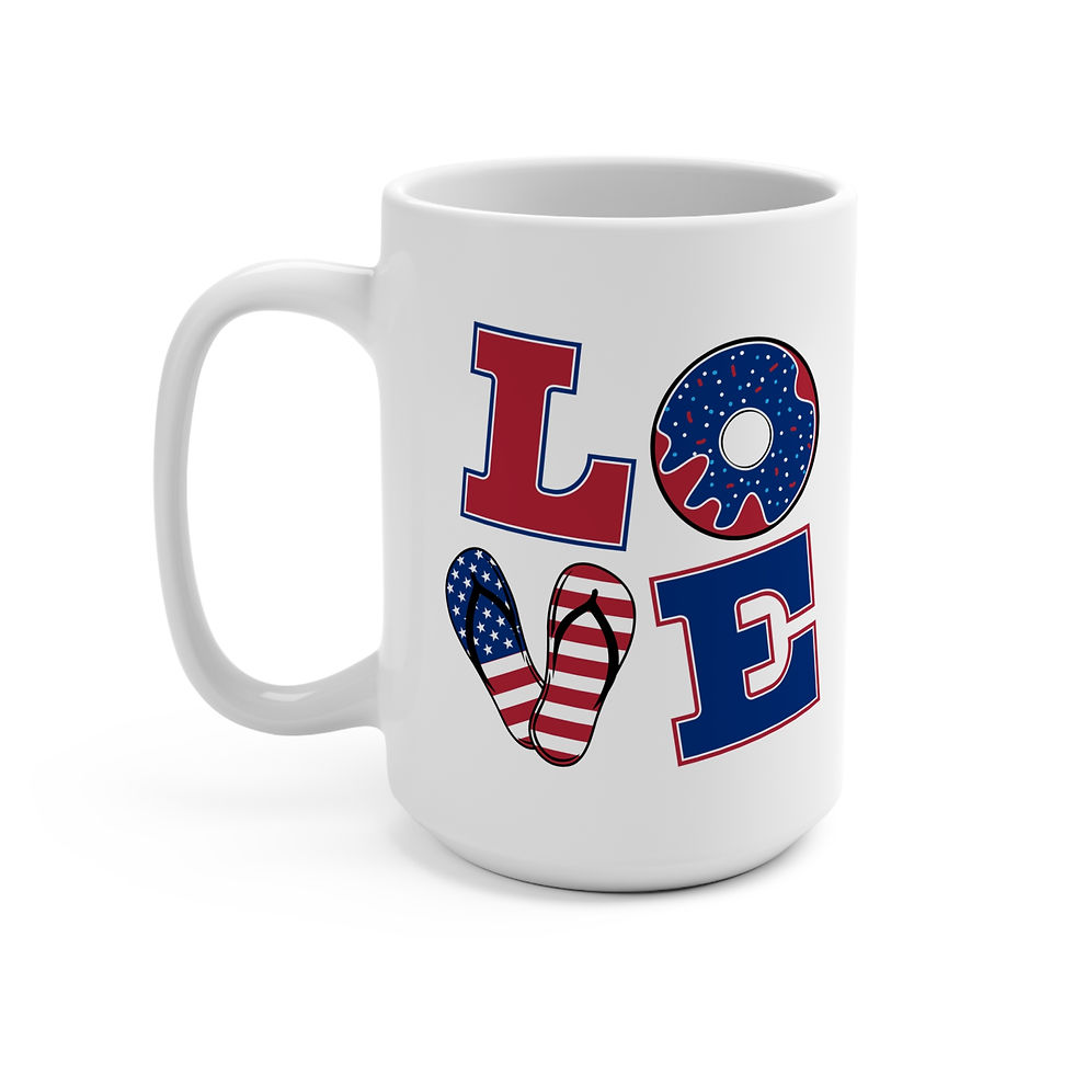 Large Mug 15oz, Love America, Ceramic Coffee Cup, Love USA Mug, Fun Gift Mug