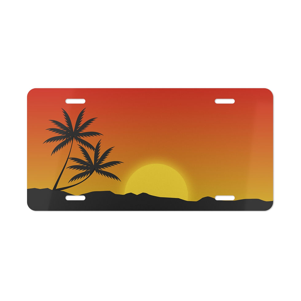 Car Vanity Plate - Sunset, Palm Trees, Paradise - Perfect Gift for Car Lovers