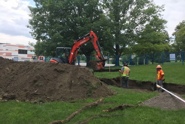 August 3: Digging Commences for Drainage Plan Layout