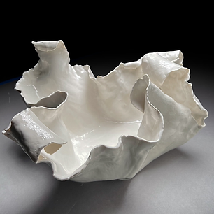 #1643 Coveside. Ceramic art sculpture in porcelain finished in high gloss white glaze. 15" x 13" x 7.25".