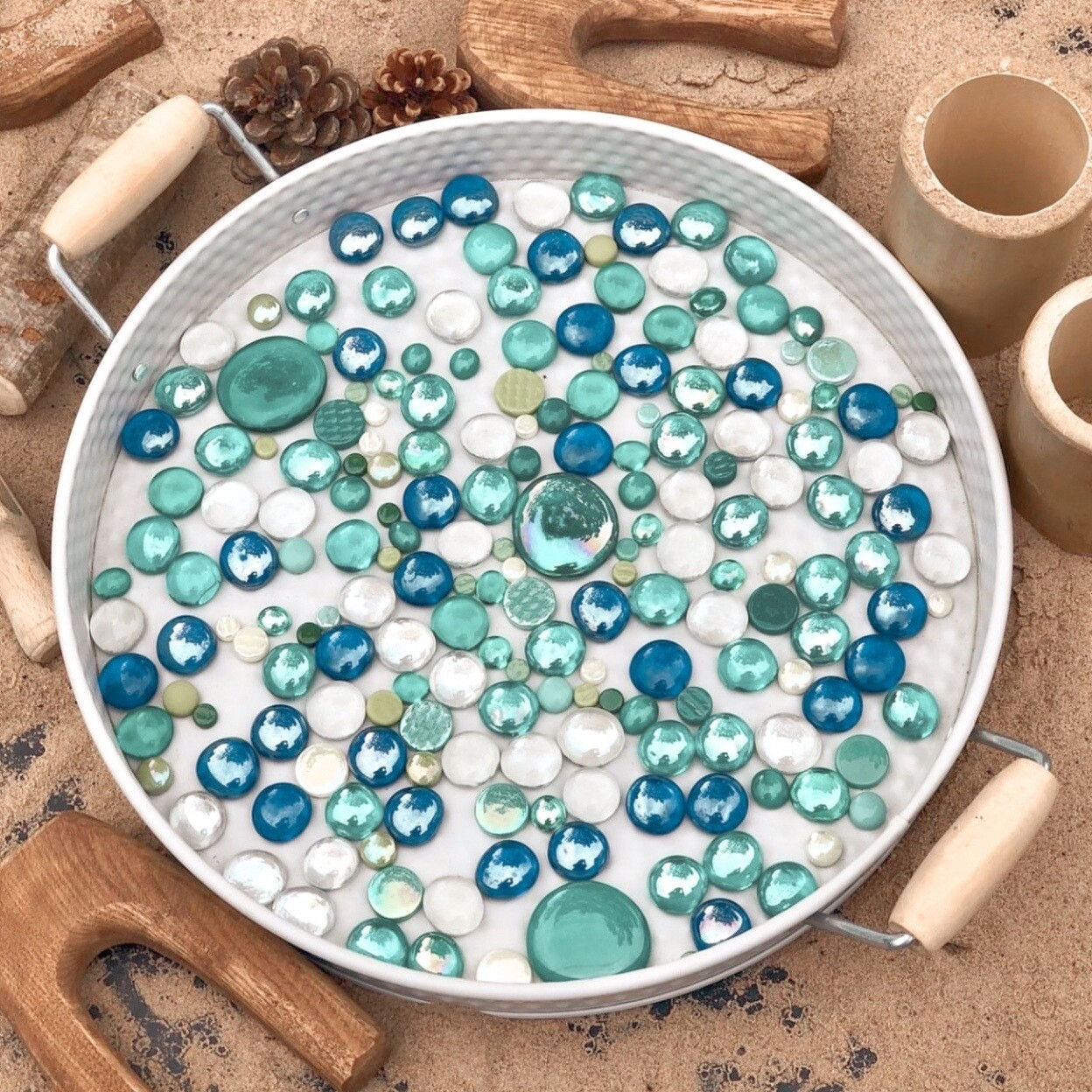 Glass Stones/Pebbles - Light Blue (Pack of 100)