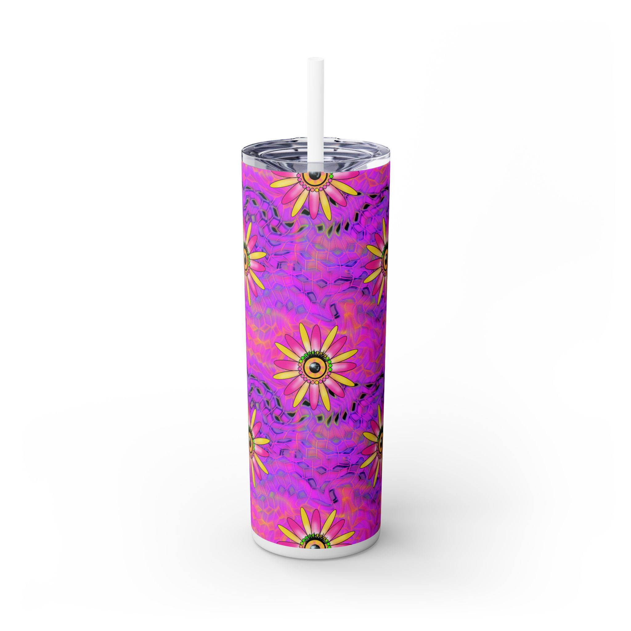  "Flower Dimension"  Skinny Tumbler with Straw, 20oz