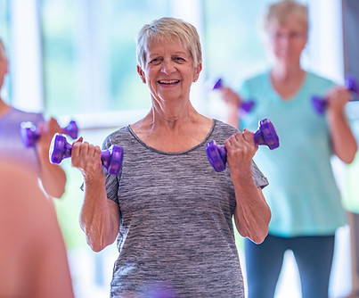 Senior lady lifting weights with osteoarthritis - the comeback planner