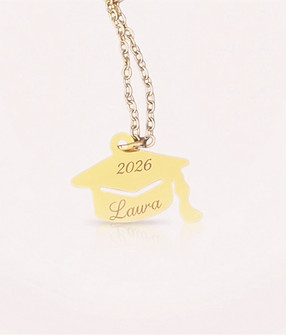 Gold Engraved Graduation Cap Necklace_ed