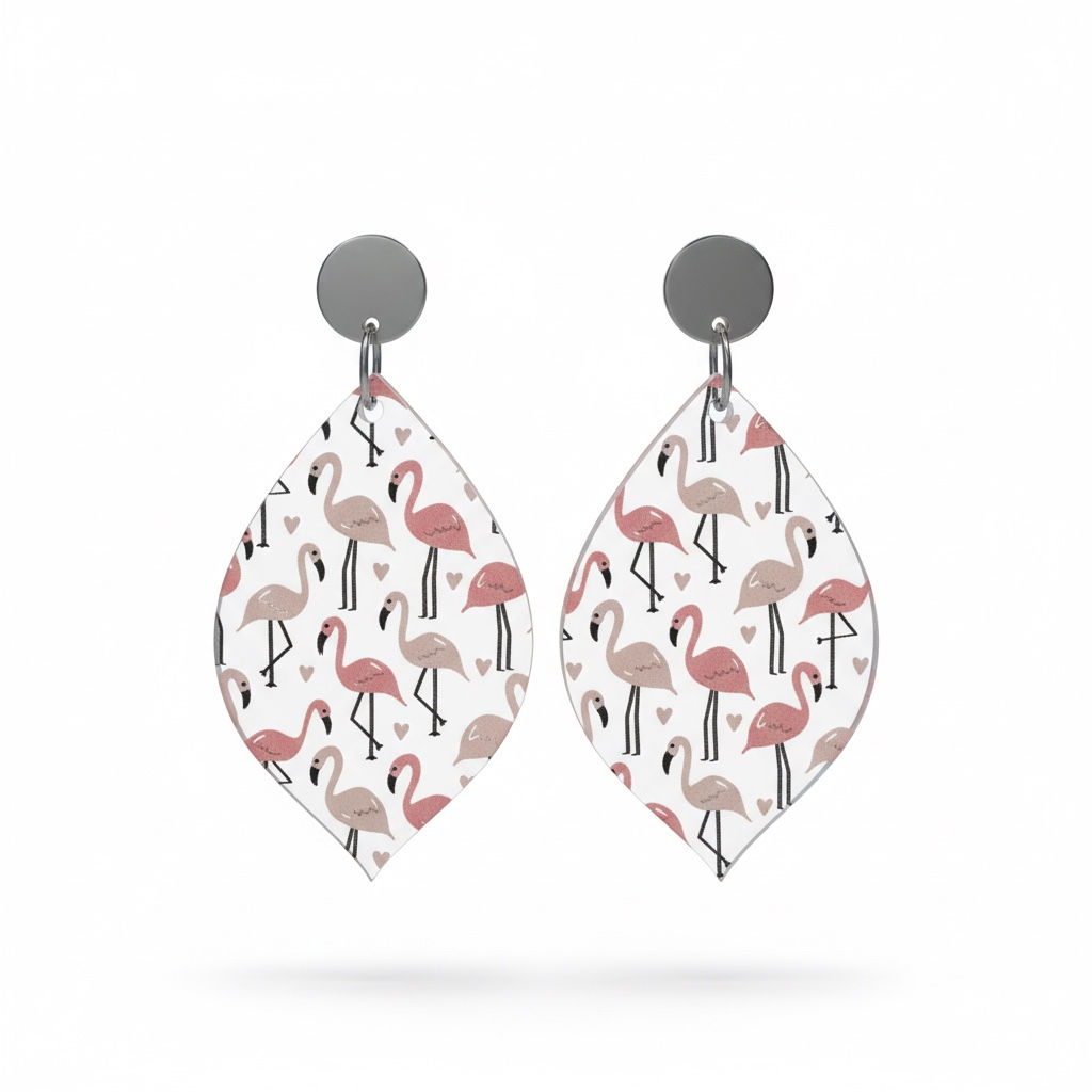 Summer Fun - Flamingo Print Acrylic Dangles