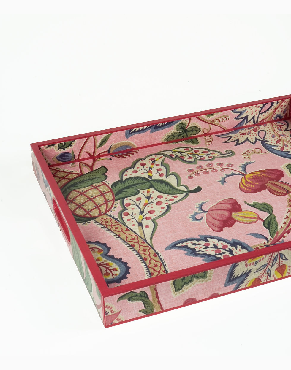 Miniature : Ottoman Tray Decoupaged in Folklore Rose