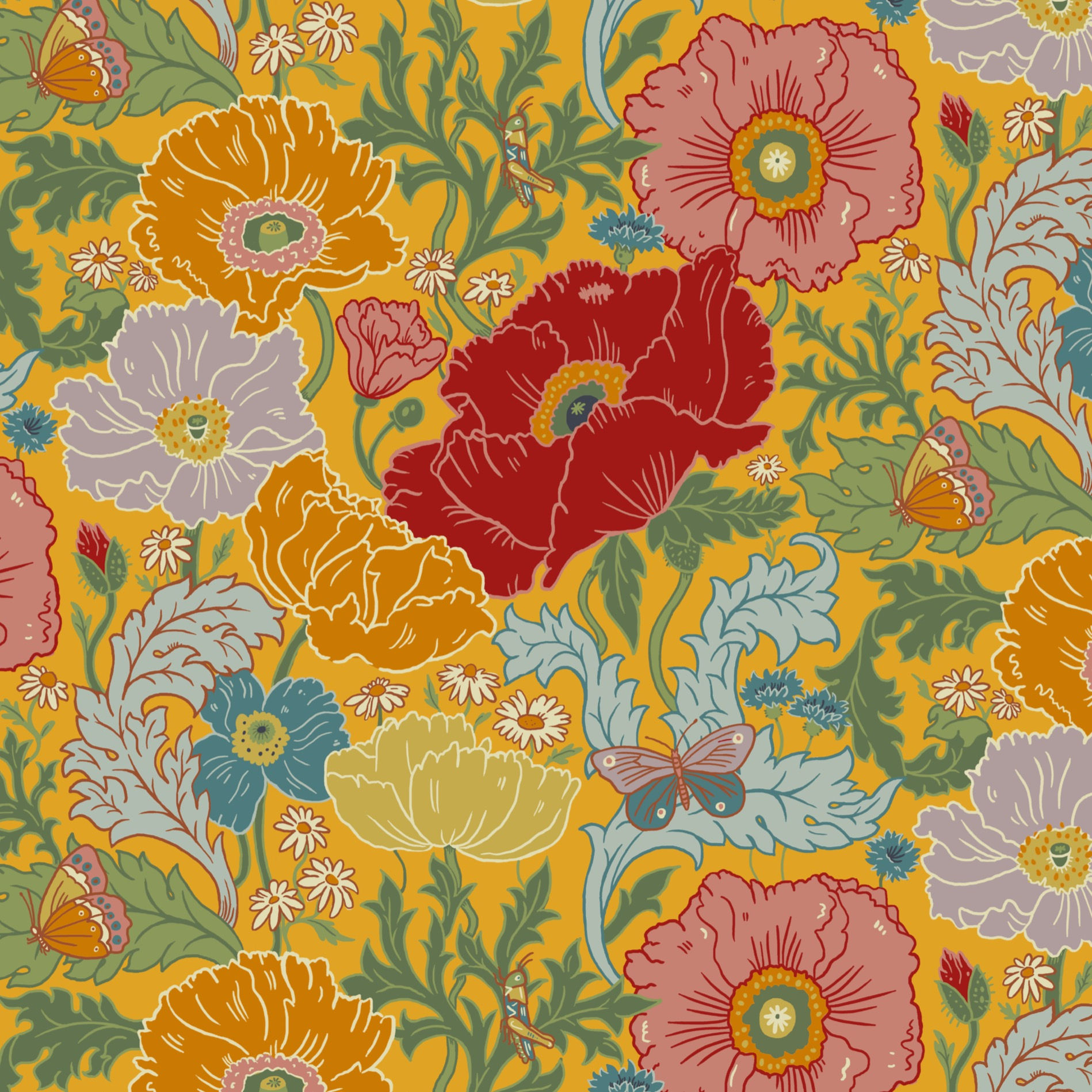 Fleur Wallpaper in Pomelo