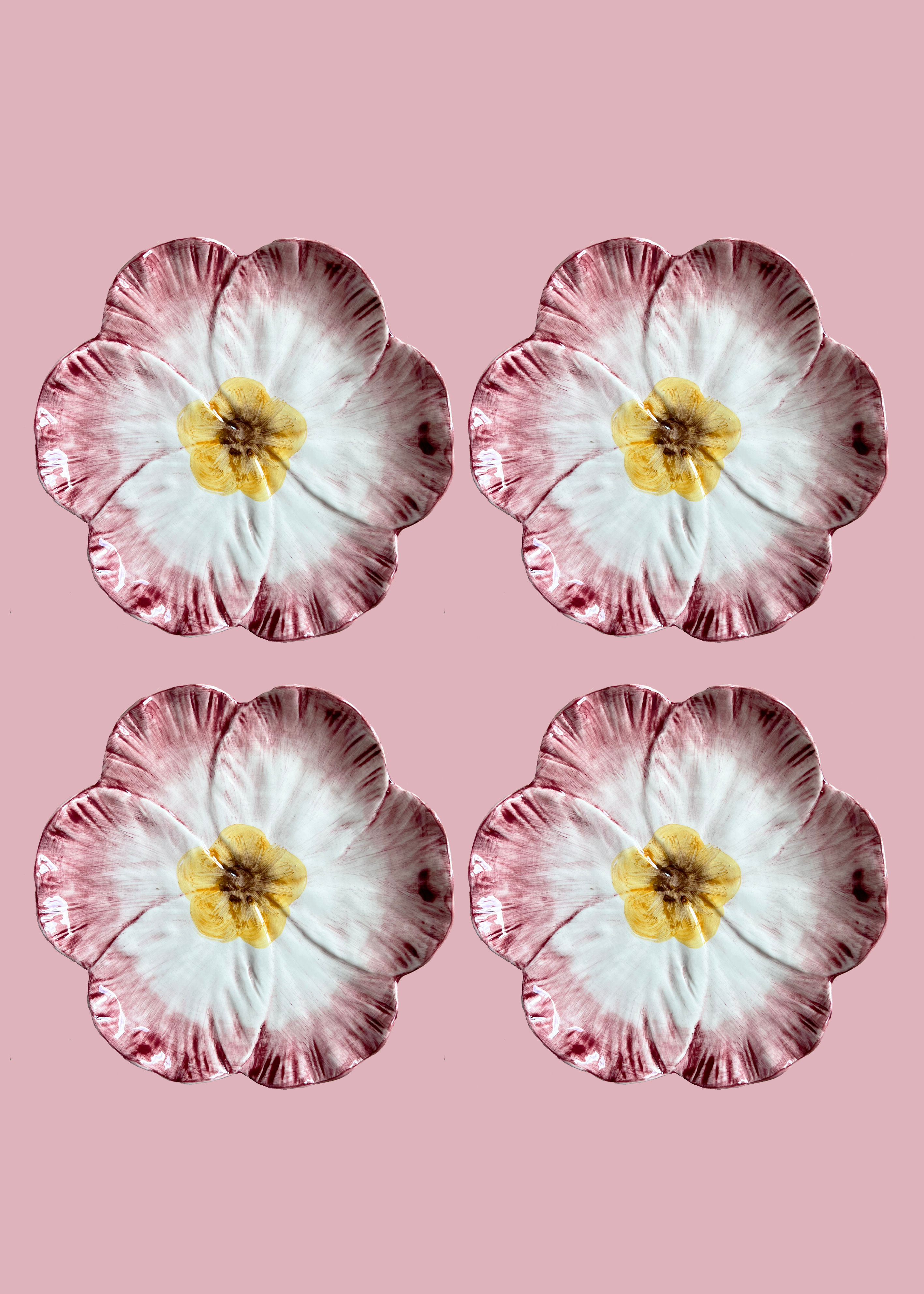 Rose shaped Side Plate in Rose - Set of 4