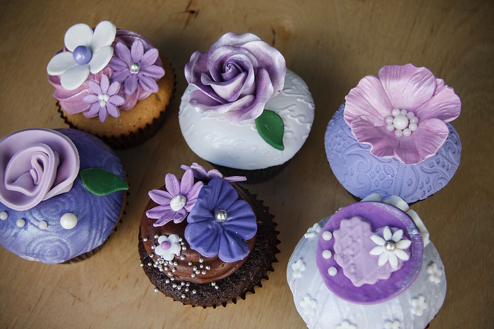 Purple flower cupcakes