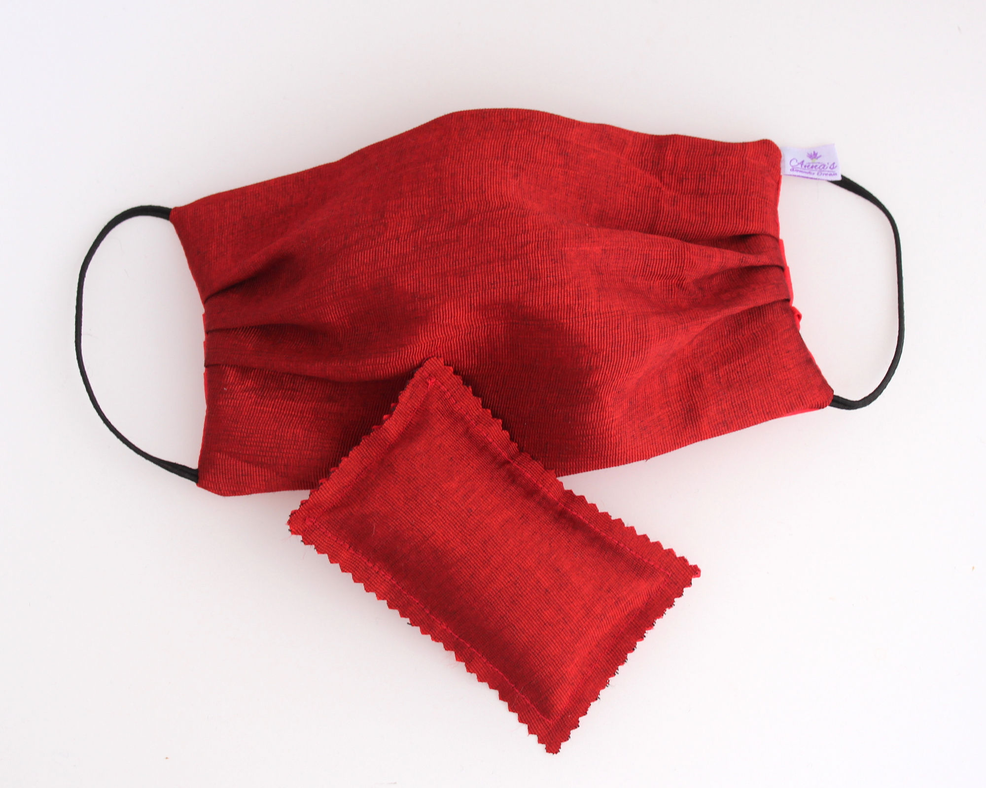 Washable Silk Face Mask Red doubled with of 100% cotton fabric