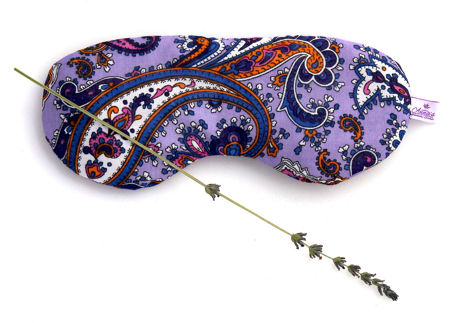 Relaxing Lavender Eye Pillow Turkish Oriental Design Cotton Purple front view