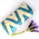 Küçük resim: Relaxing Lavender Eye Pillow Uzbek Ikat Silk Turquoise Tilt White Washable front view