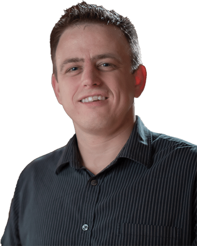 Weston Zimmerman, CEO of SynkedUp, smiling during the interview, sharing insights on pricing work profitably for contractors and small businesses.