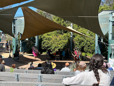 People sitting with their backs to the camera watching dancers