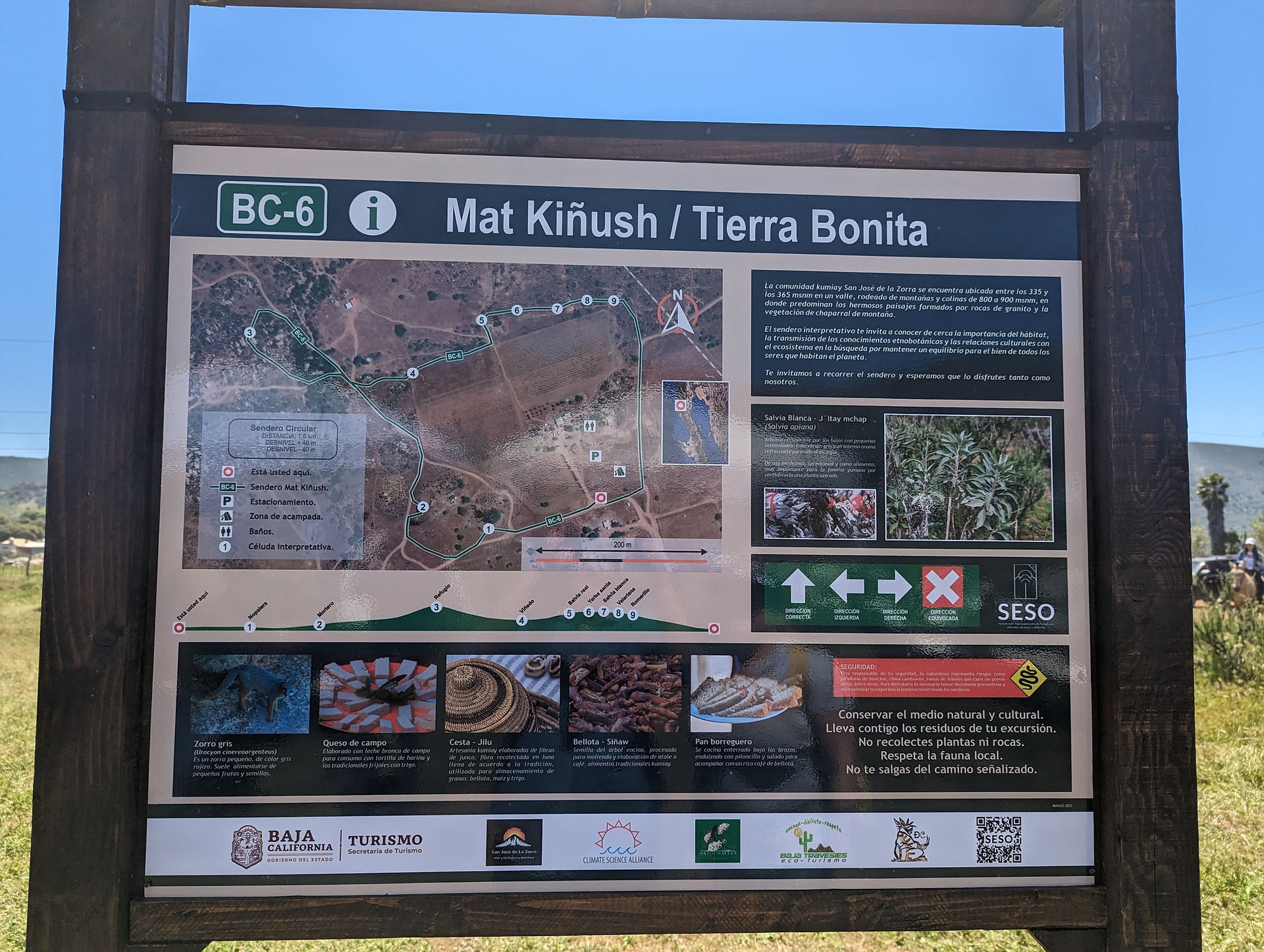 The new sign for the Mat Kiñush Tierra Bonita trail