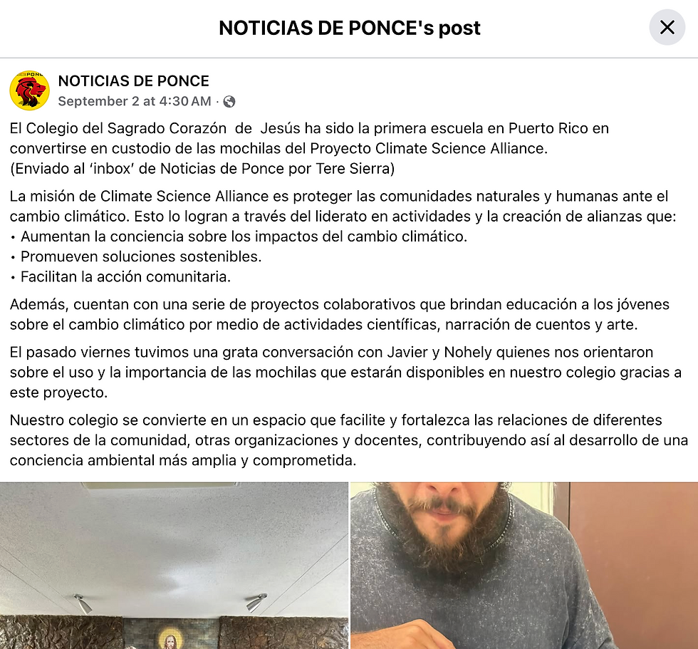 A screenshot of the Noticias de Ponce Facebook post