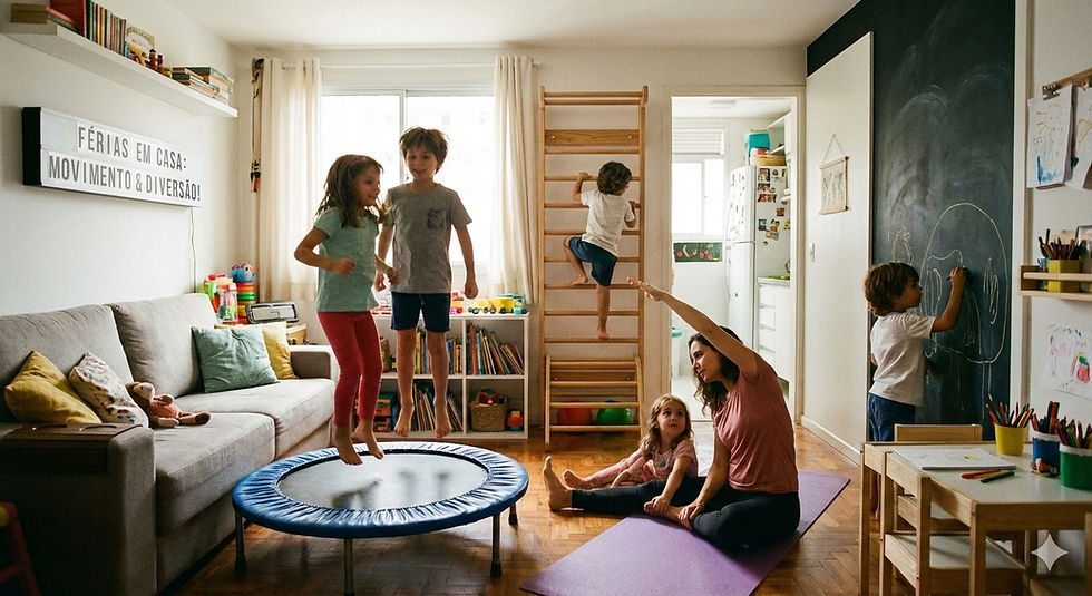 Férias escolares em casa: como manter as crianças ativas com brincadeiras em família