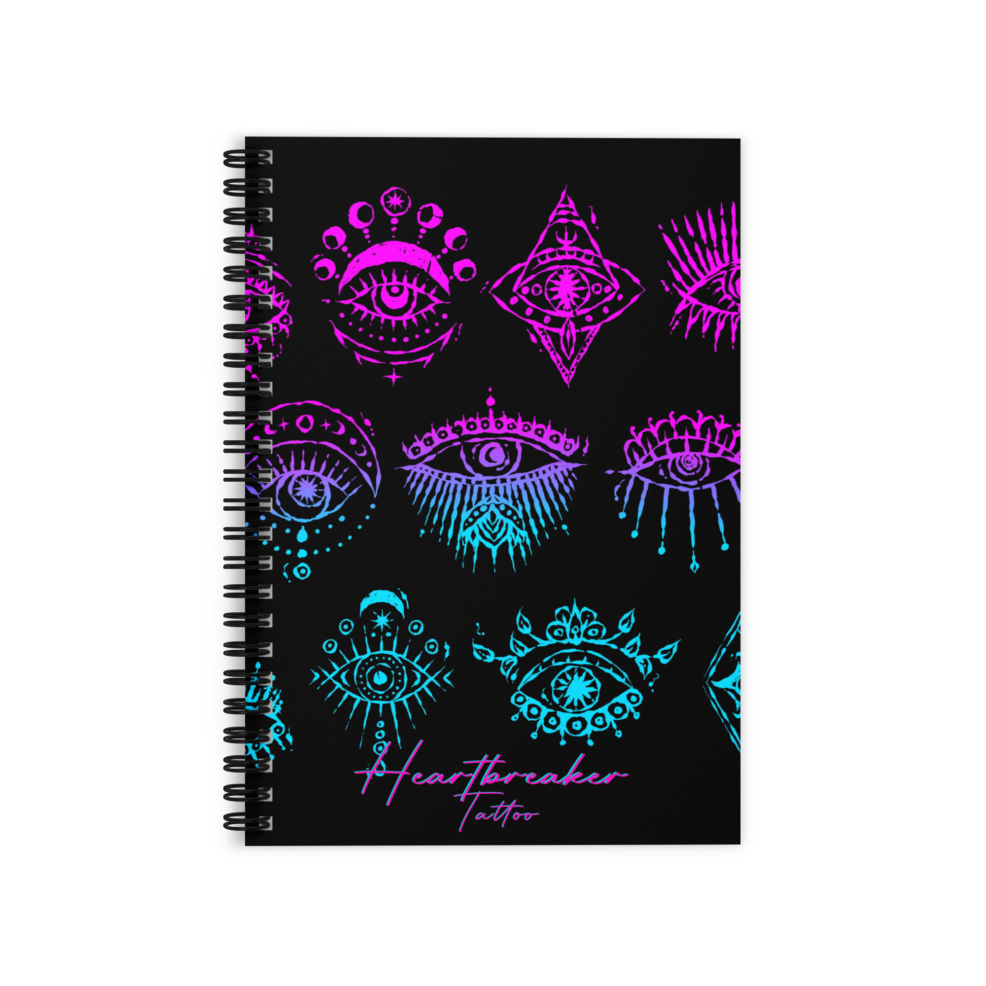 Eyes Flash Multicolored Ruled Line Spiral Notebook - Spooky & Neon by Ilia