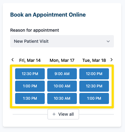 consumer directory template - scheduling button design