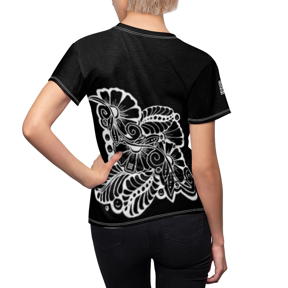 Women's Cut & Sew Tee, Woman's Gift, Blackwork Tattoo Design