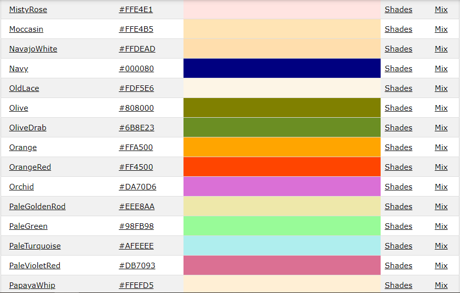 HTML HEX Kodu Örnekleri