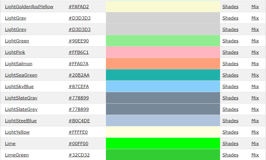 HTML HEX Kodu Örnekleri