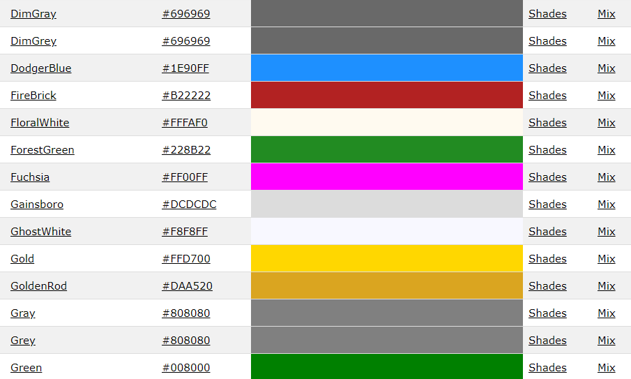 HTML HEX Kodu Örnekleri